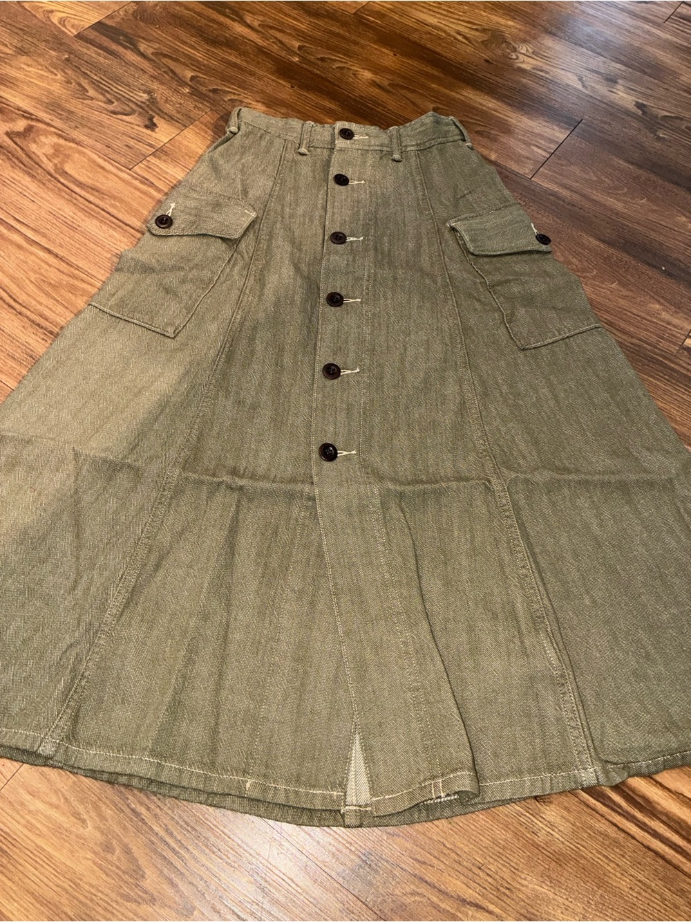 RRL Olive Slub-Denim Skirt - Picture 7 of 16